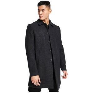 Sz 2X Daniel Hechter Paris Men's Black Wool Overcoat $298 MSRP NWOT